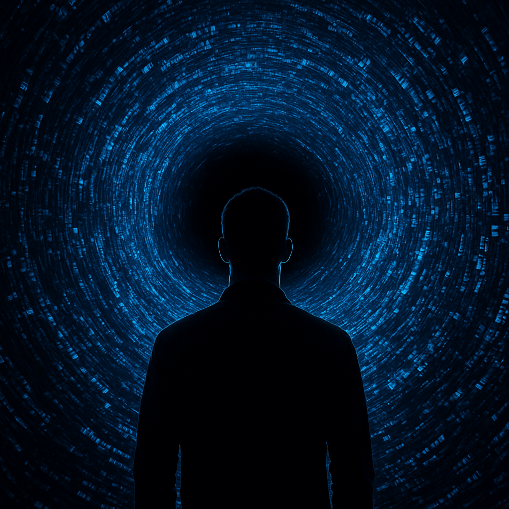 Man staring into digital abyss